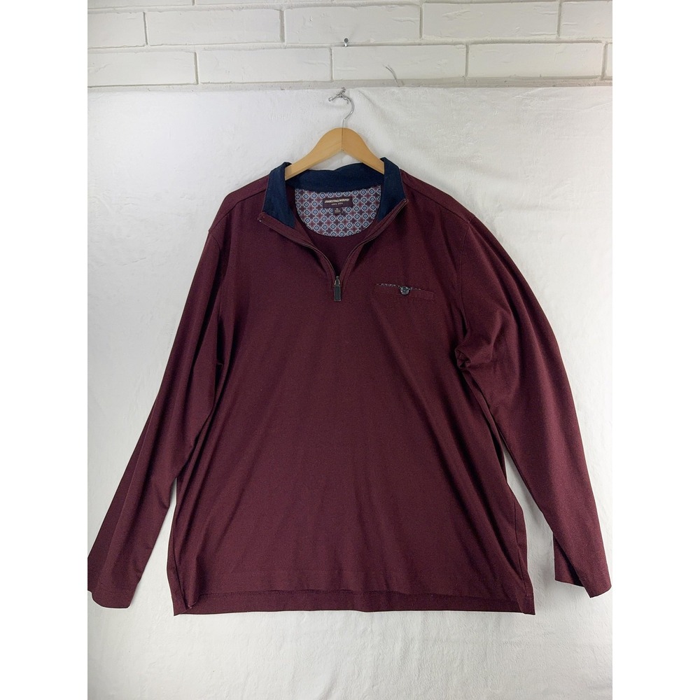Johnston & Murphy Sweater Mens XL Burgundy Quarter Zip Pullover Shirt Casual